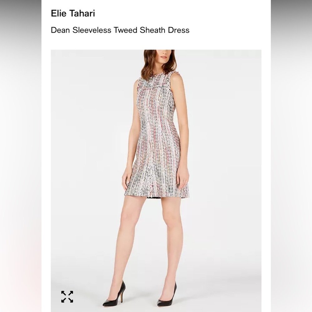 Elie Tahari Dean Dress Sheath Sleeveless Tweed Women’s 12 Back Zipper New $398